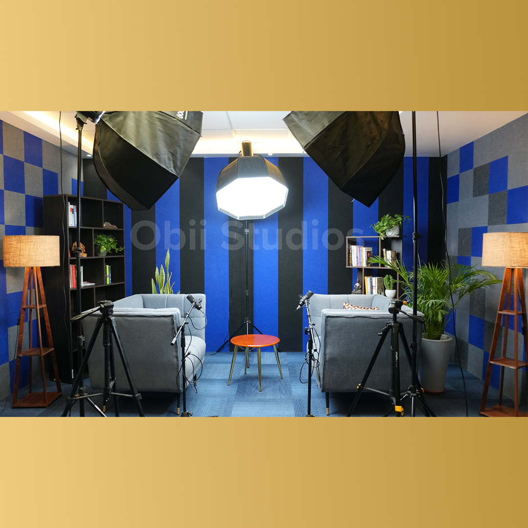 Grey Sofa + Bold Stripe Acoustic Setup